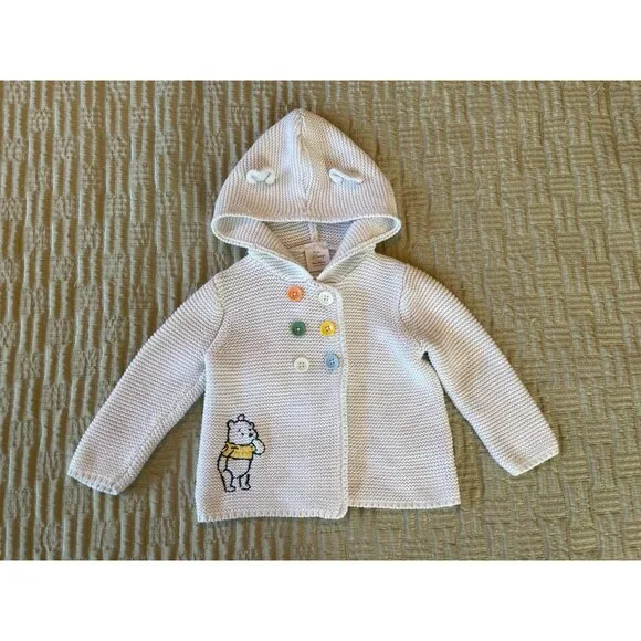 70/6-12 Months Hanna Andersson + Disney Knit Winnie the Pooh Cardigan Sweater - Picture 2 of 9